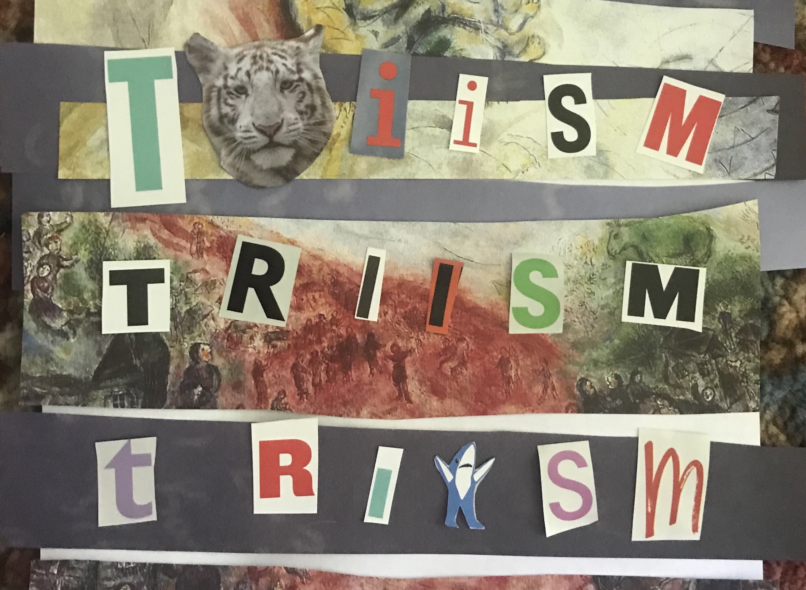 Collage of letters spelling Triism.
